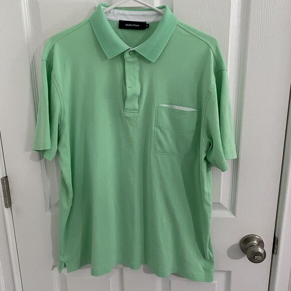 Bugatchi Golf Polo Shirt Mens Size Large Light Green White Contrast Pocket L - Picture 3 of 8